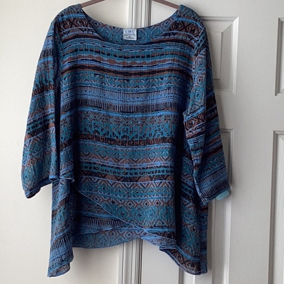 CMC by Color Me Cotton pullover tunic asymmetric hem loose fit  bateau neck XL - Picture 1 of 4